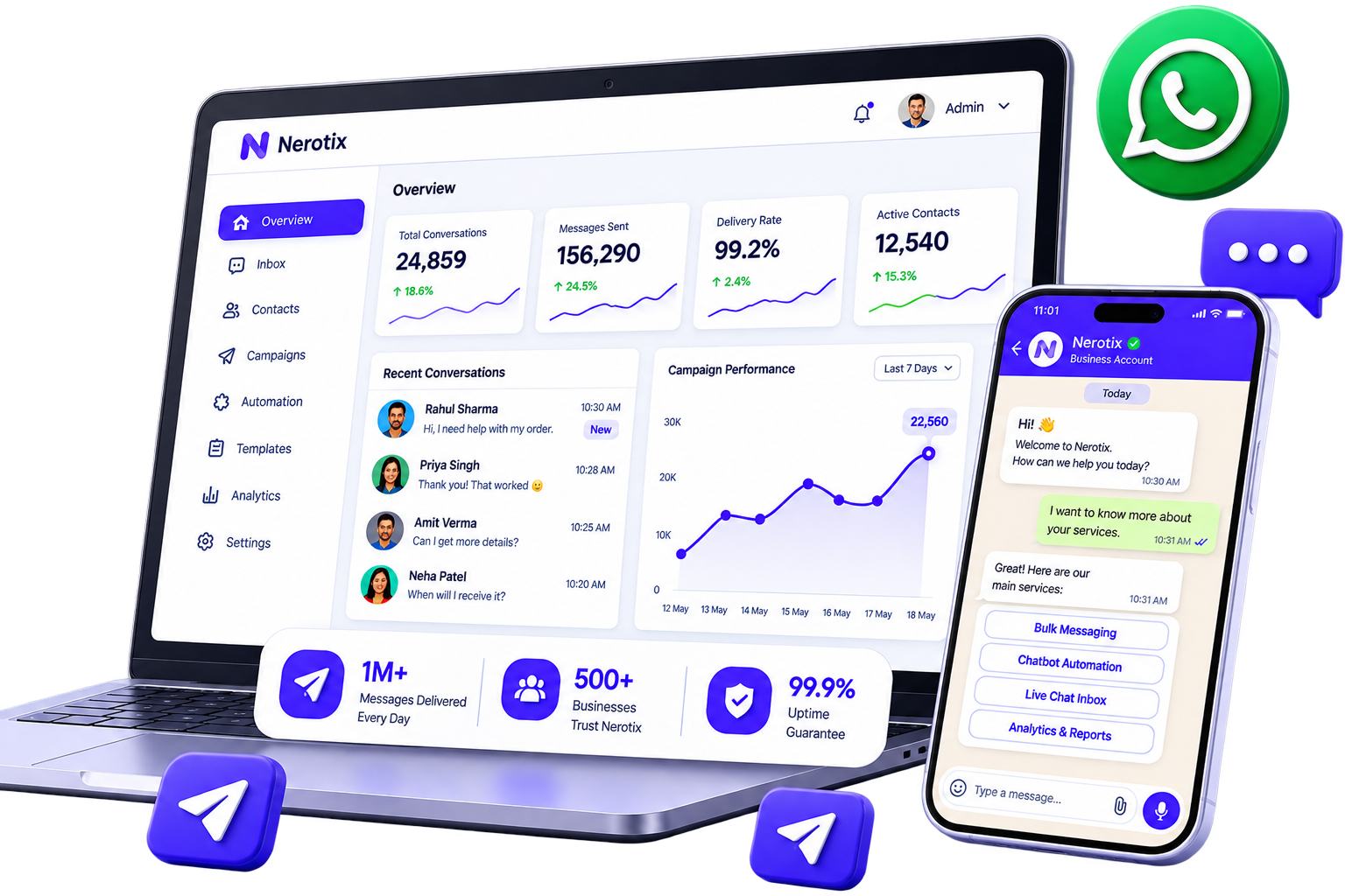 Official WhatsApp Business API automation dashboard illustration